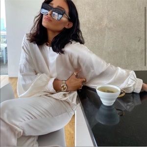 ZARA Satin Off-White Co-Ord Set